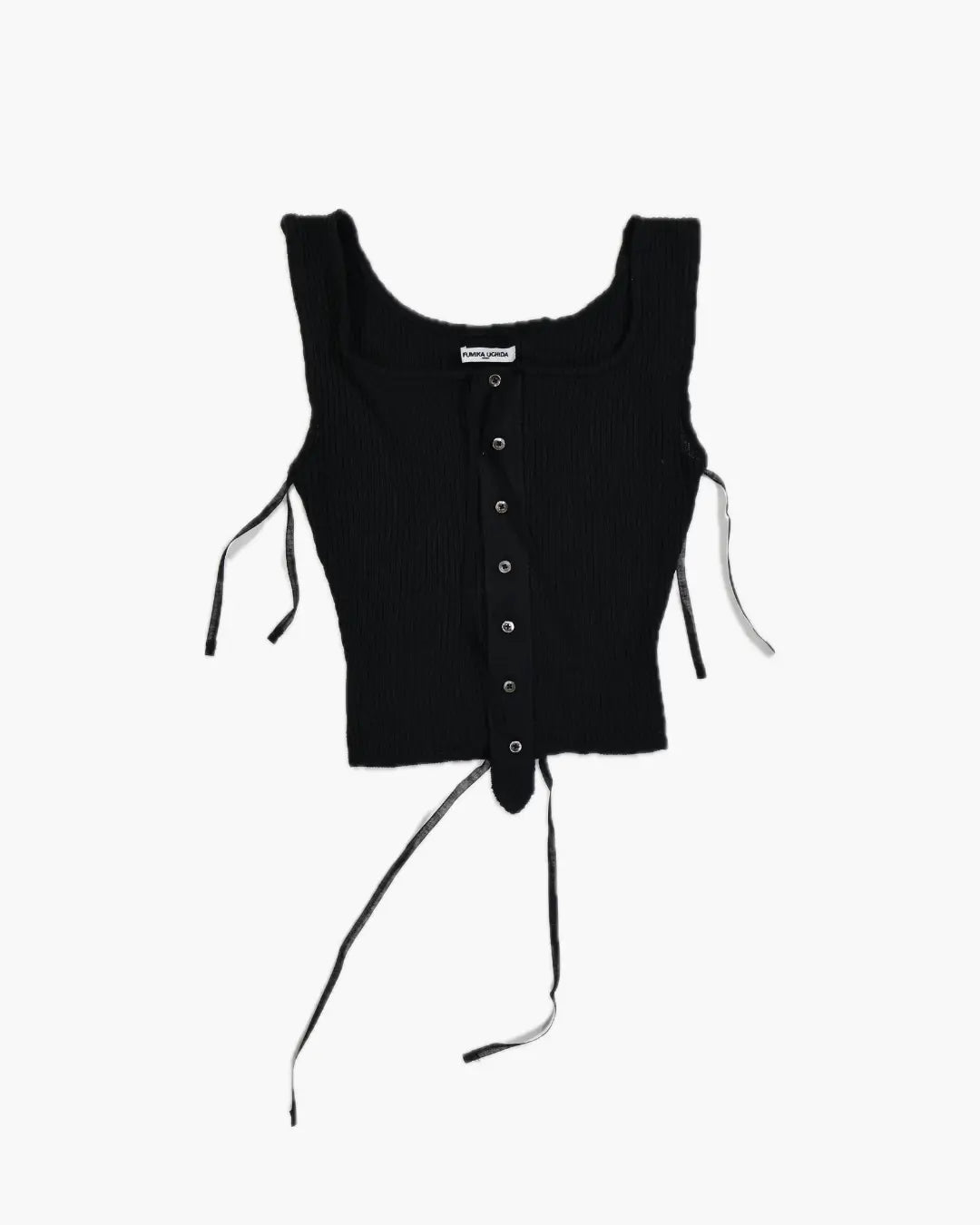 FUMIKA UCHIDA / VINTAGE RIBBED CORSET TOP SLEEVELESS / BLACK – 601 FUMIKA UCHIDA / VINTAGE RIBBED CORSET TOP SLEEVELESS / BLACK – 601