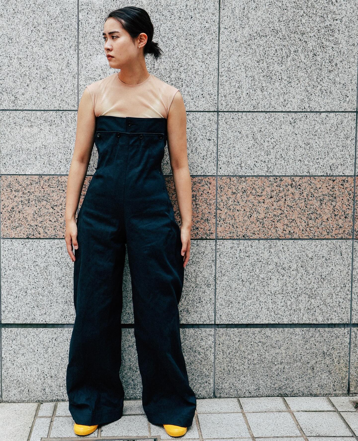 FUMIKA_UCHIDA / CANVAS LACE-UP BARE JUMPSUIT / BLACK FUMIKA_UCHIDA 601 | オンラインストア