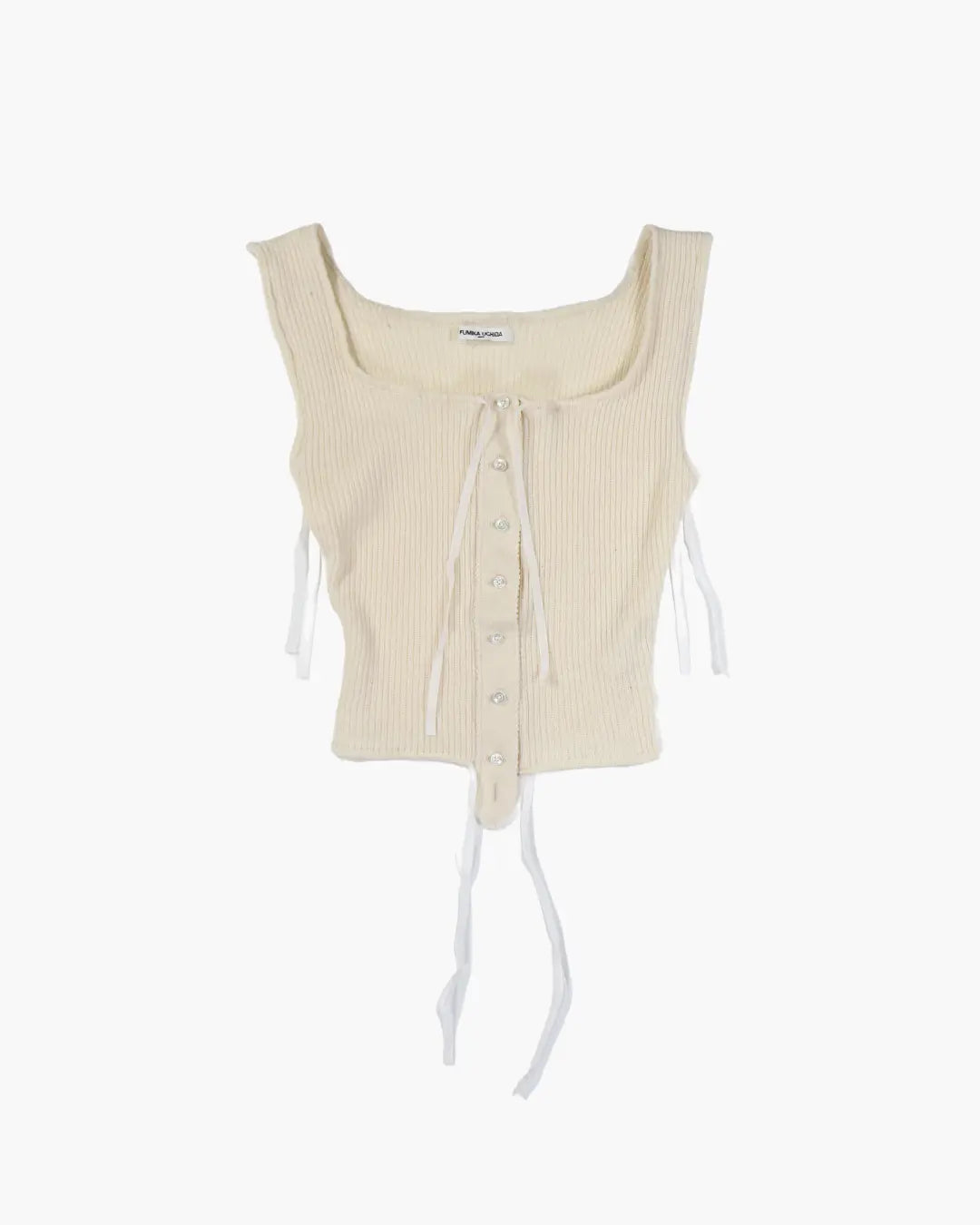 FUMIKA UCHIDA / VINTAGERIBBED CORSET TOP SLEEVELESS/OFFWHITE – 601 FUMIKA UCHIDA / VINTAGERIBBED CORSET TOP SLEEVELESS/OFFWHITE – 601