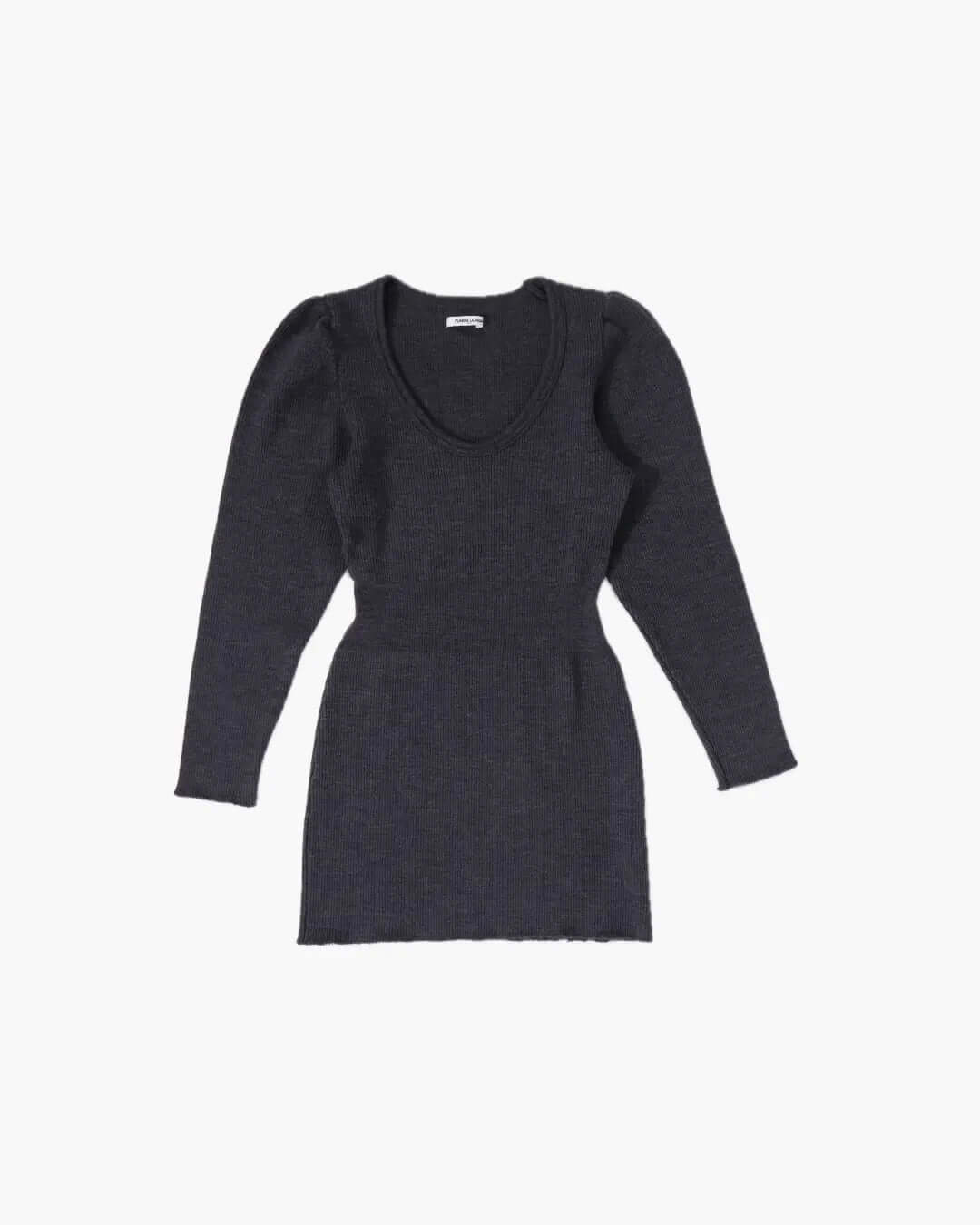 FUMIKA UCHIDA / RIB STITCH U-NECK UNDERWEAR / TOP CHARCOAL - 601