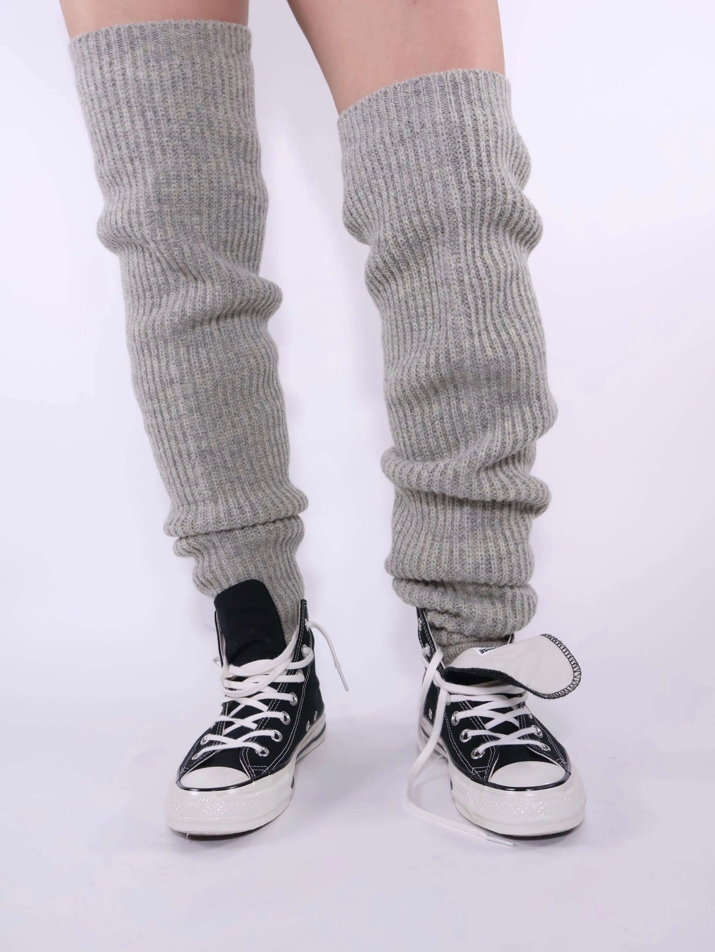 FUMIKA UCHIDA / SHETLAND RIB STITCH TIGHT-HIGH SOCKS / TOP GREY - 601 | 京都ウィメンズセレクトショップ