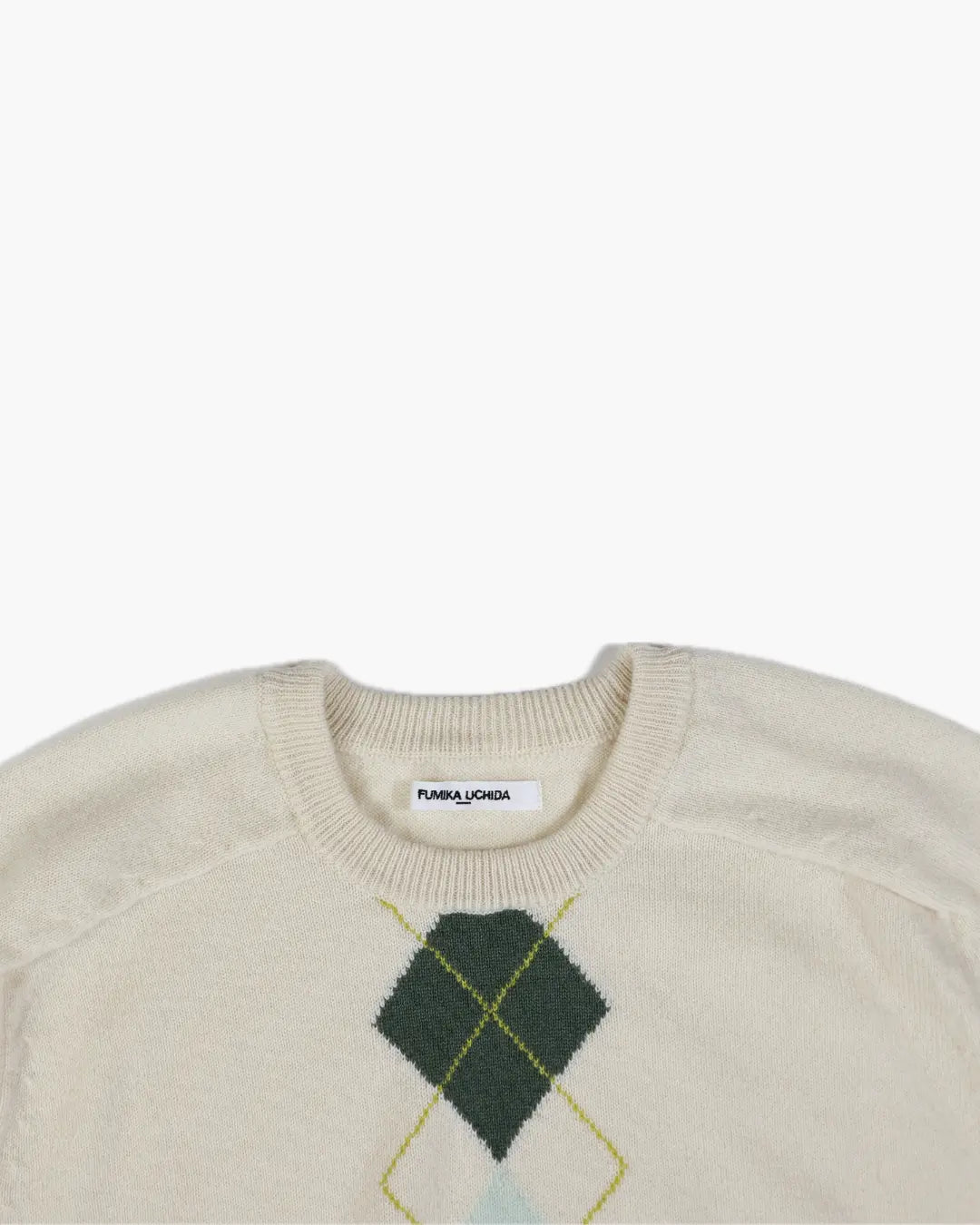 FUMIKA_UCHIDA / CASHMERE ARGYLE SWEATER_LONG SLEEVE / IVORY FUMIKA_UCHIDA 601 | オンラインストア