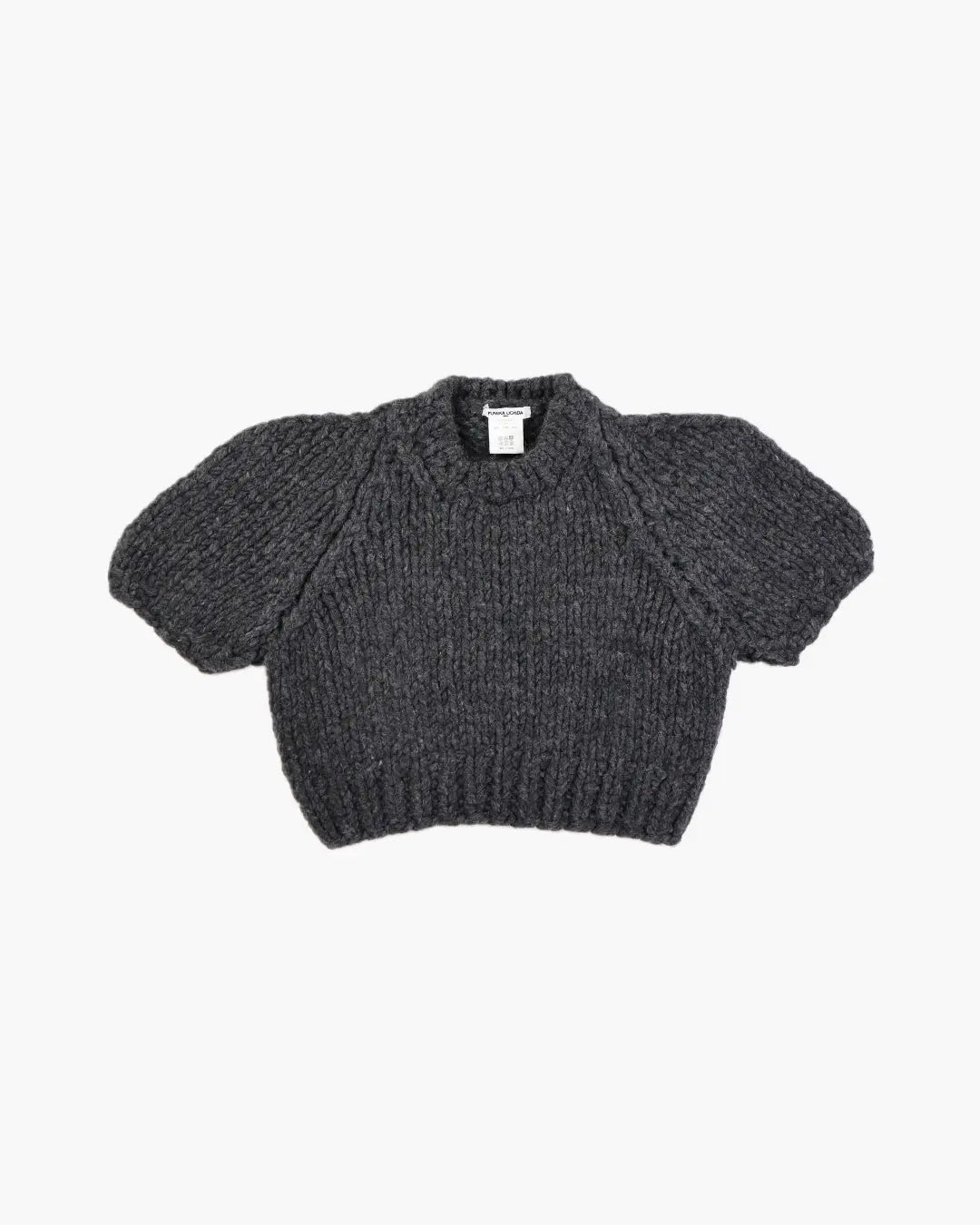 FUMIKA UCHIDA / HAND KNITTED SHORT SLEEVE SWEATER / CHARCOAL – 601 FUMIKA UCHIDA / HAND KNITTED SHORT SLEEVE SWEATER / CHARCOAL – 601