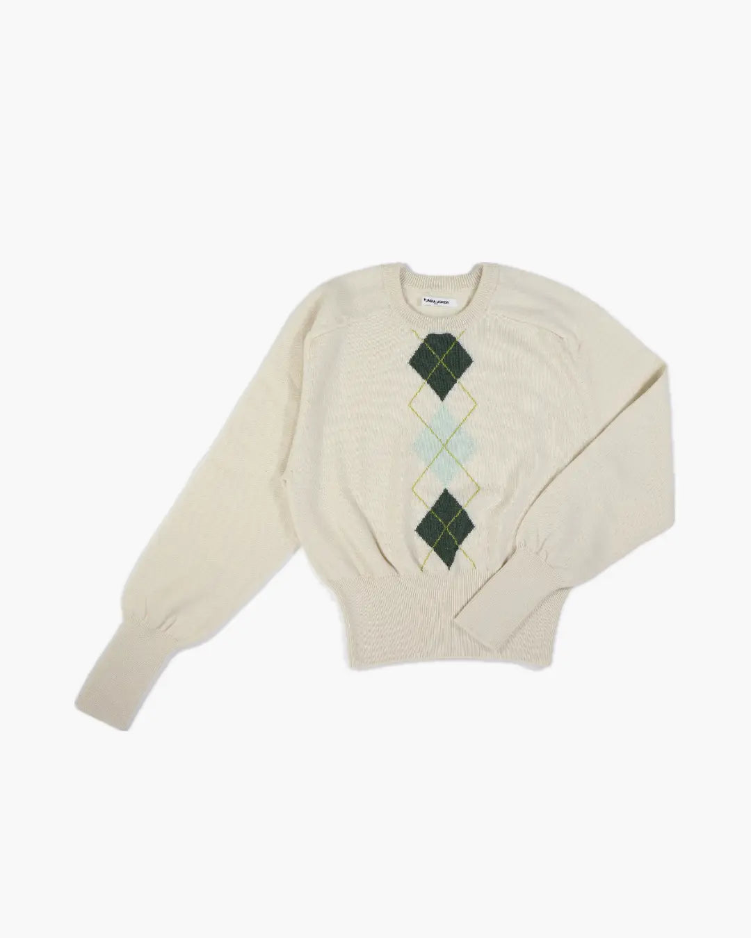 FUMIKA UCHIDA / CASHMERE ARGYLE SWEATER_LONG SLEEVE / IVORY FUMIKA UCHIDA / CASHMERE ARGYLE SWEATER_LONG SLEEVE / IVORY