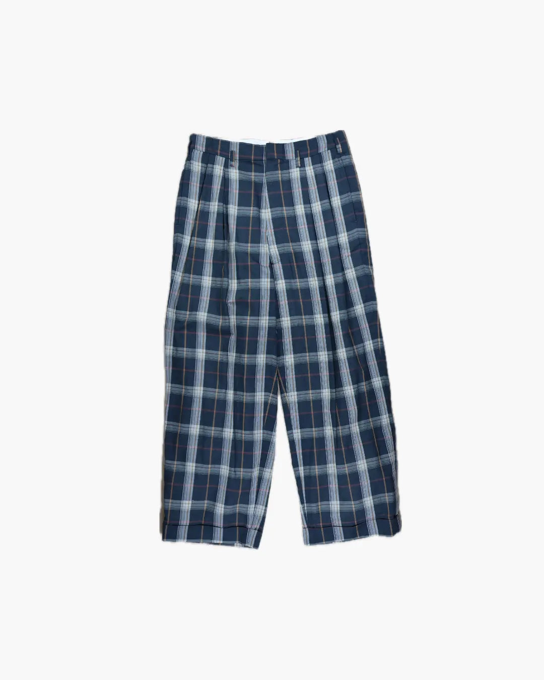 フミカウチダ チェックパンツ FUMIKA UCHIDA / PLAID 2-TUCK TAPERED SLACKS / D.GREEN PLAID