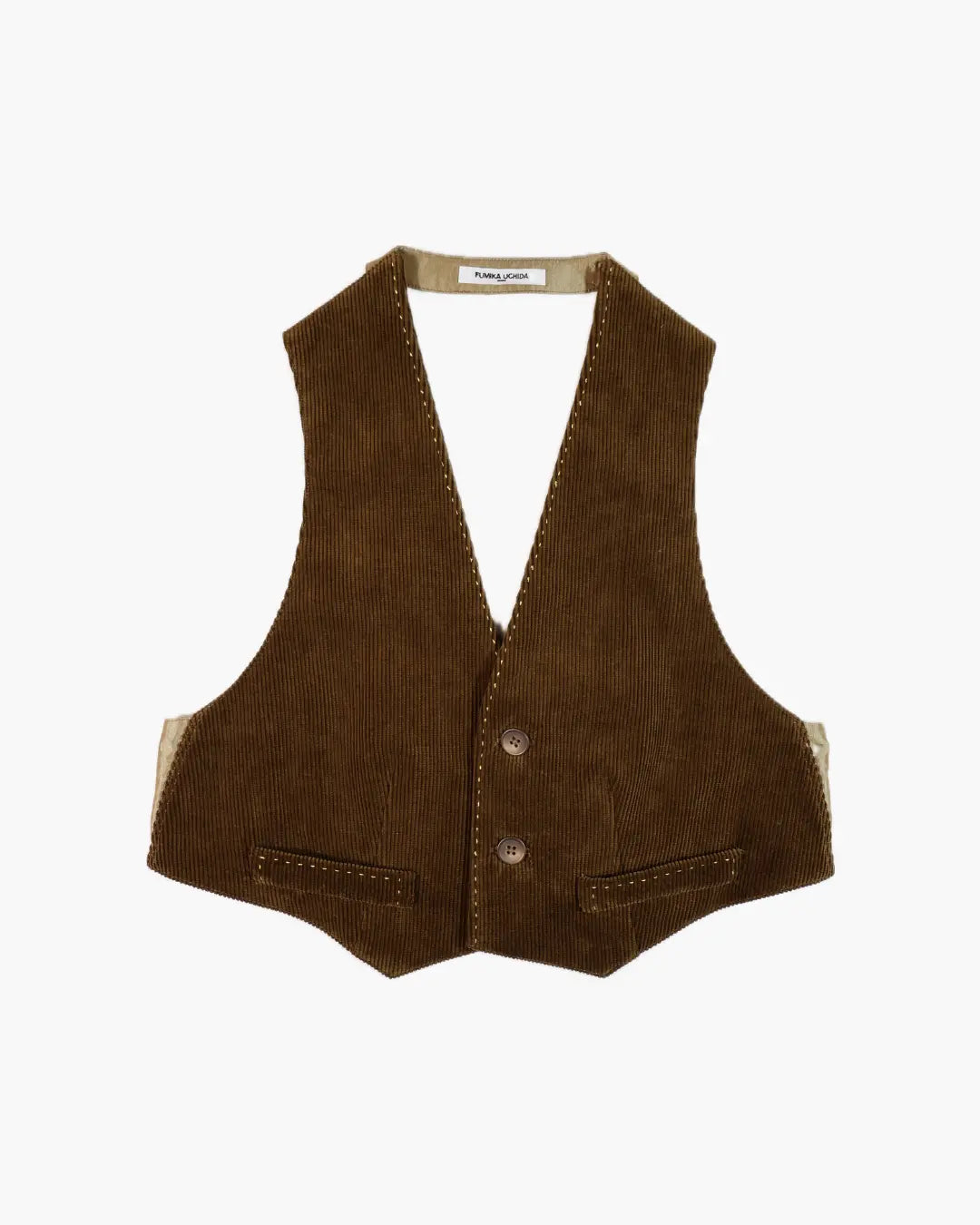 FUMIKA UCHIDA / CORDUROY OPEN WAISTCOAT / BROWN - 601 | – 601 FUMIKA UCHIDA / CORDUROY OPEN WAISTCOAT / BROWN - 601 | – 601