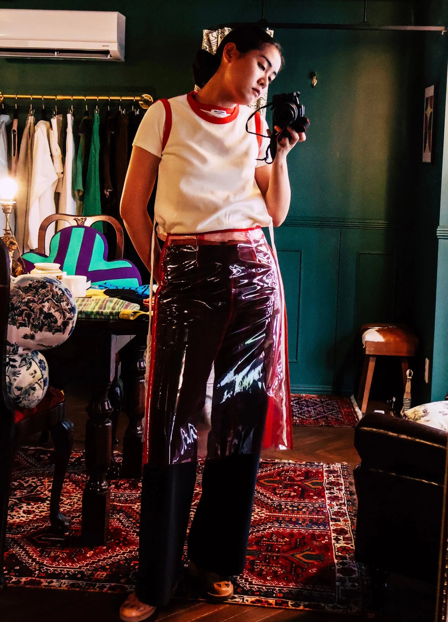 FUMIKA_UCHIDA / SUITING LOW-RISE WIDE TROUSERS / CHARCOAL FUMIKA_UCHIDA 601 | オンラインストア
