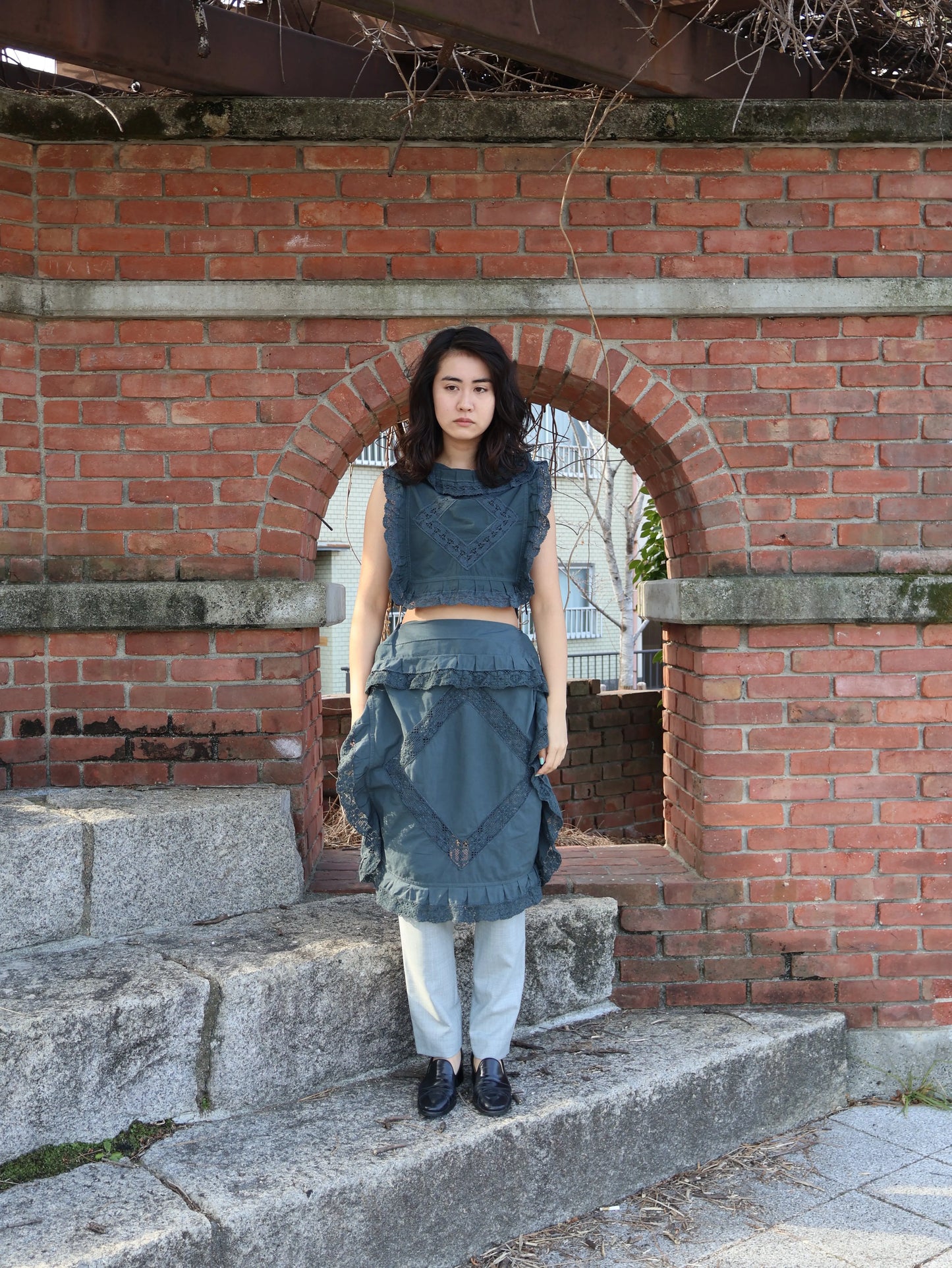 FUMIKA_UCHIDA / OVER-DYED CUSHION TOP_OVERSIZE / D.GREEN FUMIKA_UCHIDA 601 | オンラインストア