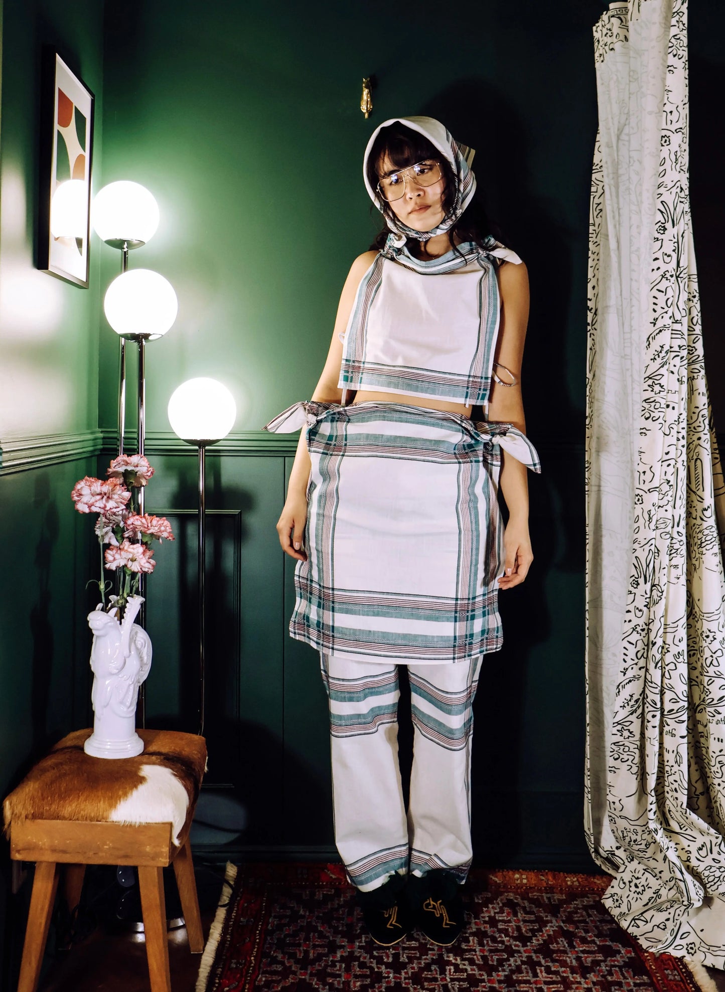 FUMIKA_UCHIDA / HANDKERCHIEF BIB TOP / GREEN PLAID FUMIKA_UCHIDA 601 | オンラインストア