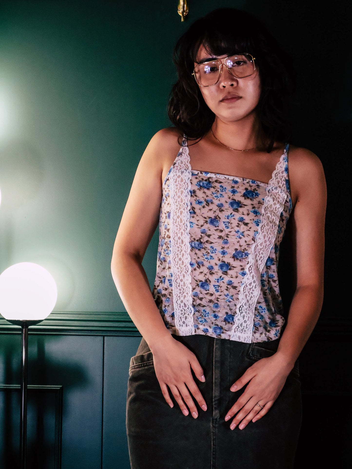 FUMIKA_UCHIDA / FLOWER PRINTED CAMISOLE / CYAN FUMIKA_UCHIDA 601 | オンラインストア