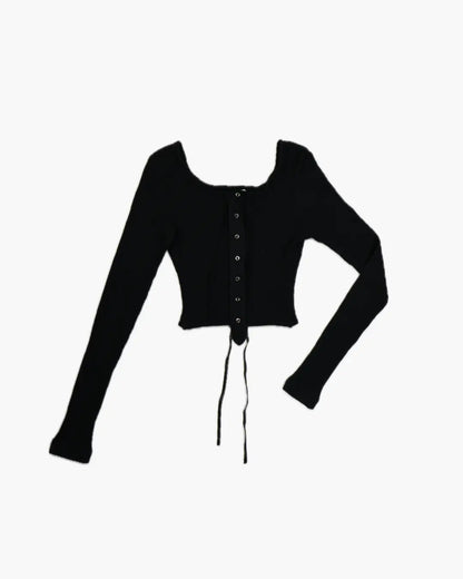 FUMIKA UCHIDA / VINTAGE RIBBED CORSET TOP LONG SLEEEVE – 601 FUMIKA UCHIDA / VINTAGE RIBBED CORSET TOP LONG SLEEEVE – 601