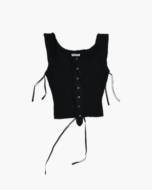 FUMIKA_UCHIDA / VINTAGE RIBBED CORSET TOP SLEEVELESS / BLACK FUMIKA_UCHIDA 601 | オンラインストア