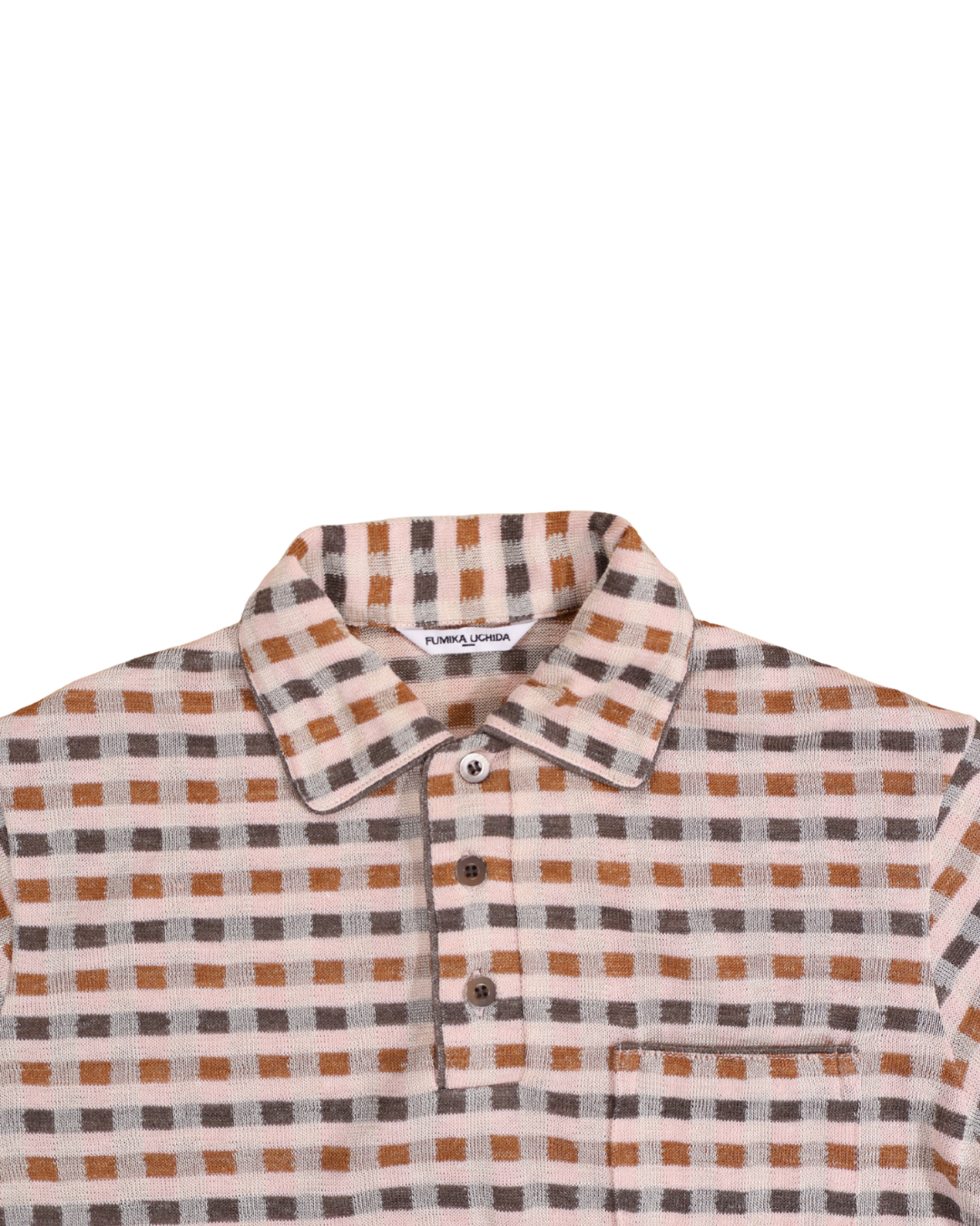 FUMIKA UCHIDA / PLAID JERSEY POLO / POWDER PINK