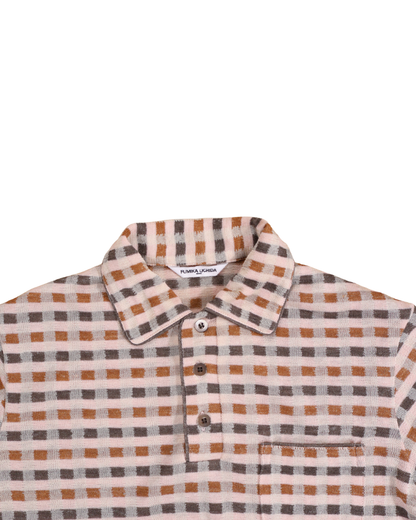 FUMIKA UCHIDA / PLAID JERSEY POLO / POWDER PINK