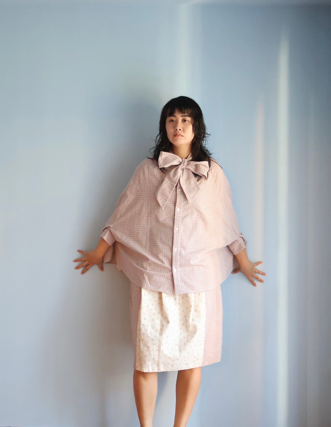 FUMIKA UCHIDA / DOUBLE NAPPED FLANNEL MIDI SKORT / FLORAL PURPLE