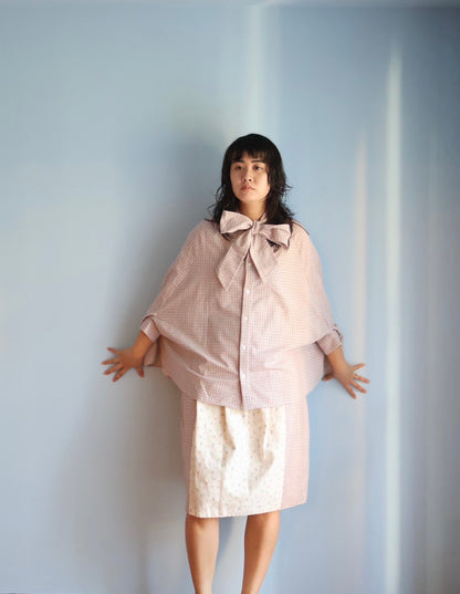 FUMIKA UCHIDA / DOUBLE NAPPED FLANNEL MIDI SKORT / FLORAL PURPLE