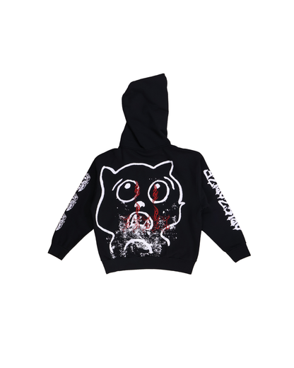 Aries / MEOW EMBROIDERED HOODIE / BLACK