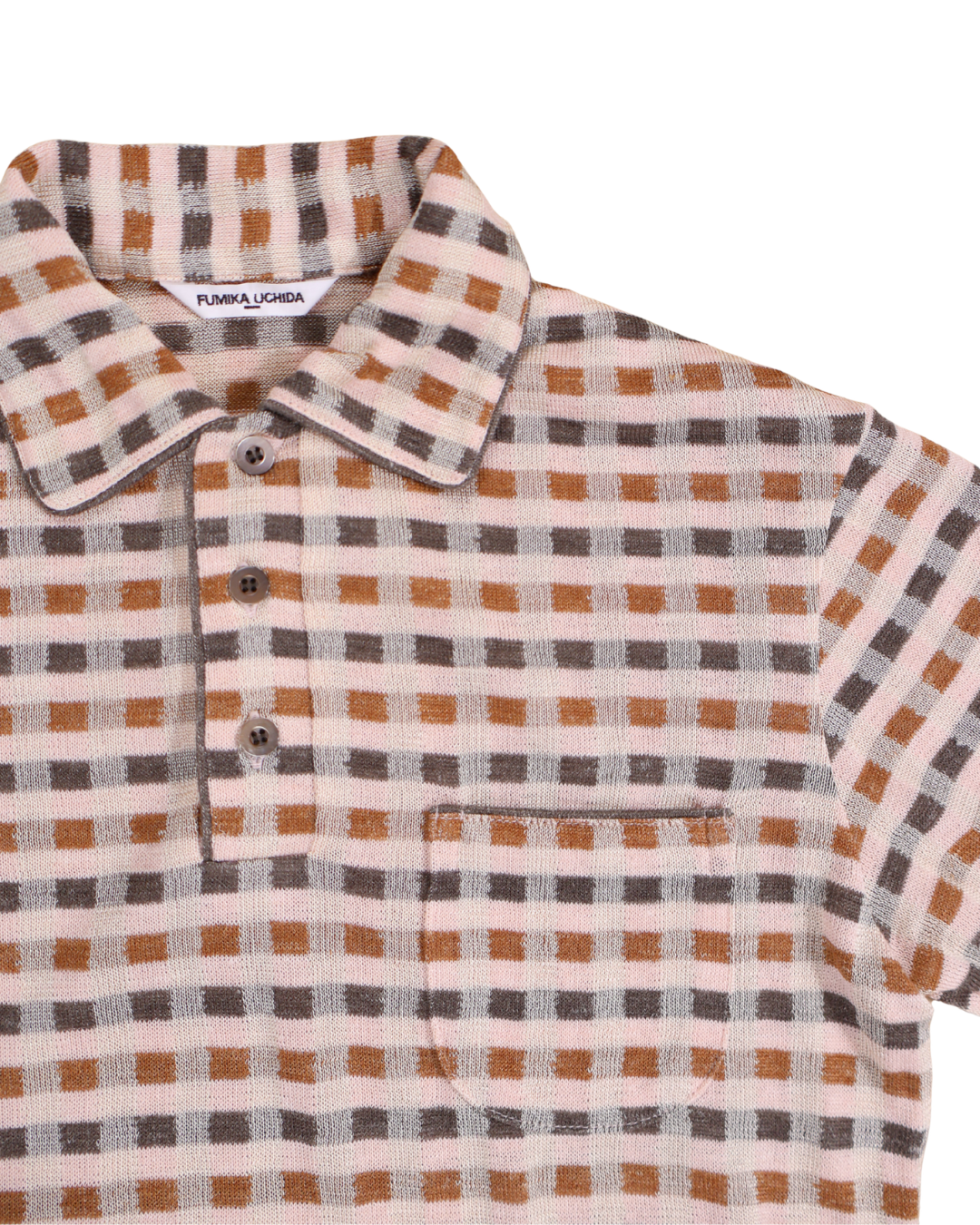 FUMIKA UCHIDA / PLAID JERSEY POLO / POWDER PINK
