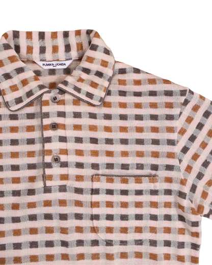 FUMIKA UCHIDA / PLAID JERSEY POLO / POWDER PINK