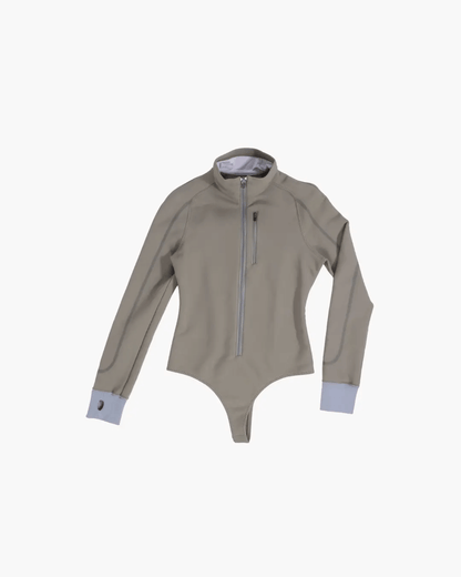 FUMIKA UCHIDA / FRENCH TERRY HALF-ZIP BODYSUIT / SAGE - 601 | 京都ウィメンズセレクトショップ
