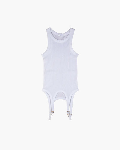 fumika uchida ラクダ柄 tops FUMIKA UCHIDA / NEEDLE DRAWING GARTER TANKTOP / WHITE - 601
