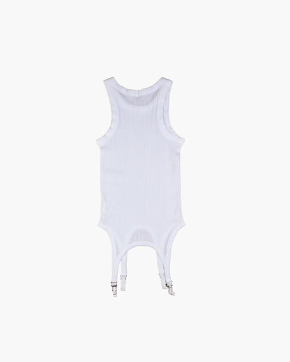 FUMIKA UCHIDA / NEEDLE DRAWING GARTER TANKTOP / WHITE – 601 | 京都 FUMIKA UCHIDA / NEEDLE DRAWING GARTER TANKTOP / WHITE – 601 | 京都