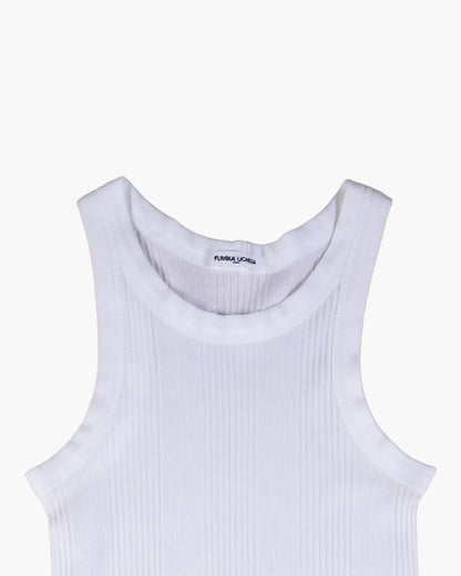 FUMIKA UCHIDA / NEEDLE DRAWING GARTER TANKTOP / WHITE – 601 | 京都 FUMIKA UCHIDA / NEEDLE DRAWING GARTER TANKTOP / WHITE – 601 | 京都