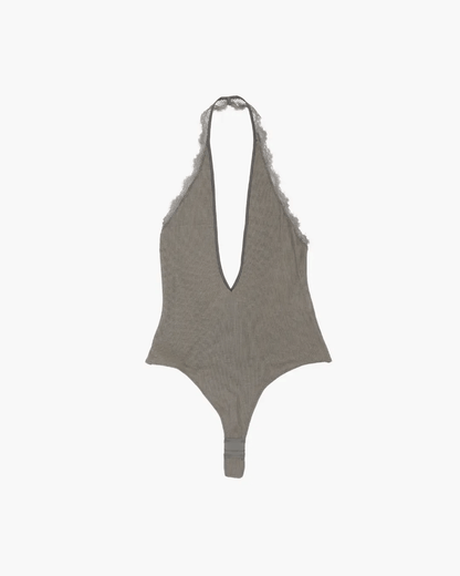 FUMIKA UCHIDA / RIB HALTE-NECK BODYSUIT / SAGE - 601 | 京都ウィメンズセレクトショップ
