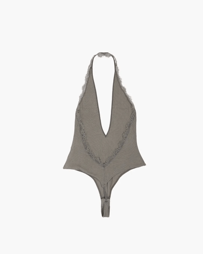 FUMIKA UCHIDA / RIB HALTE-NECK BODYSUIT / SAGE - 601 | 京都ウィメンズセレクトショップ