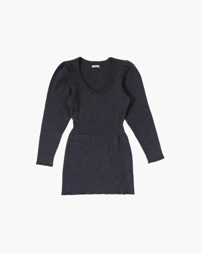 FUMIKA UCHIDA / RIB STITCH U-NECK UNDERWEAR / TOP CHARCOAL - 601 | 京都ウィメンズセレクトショップ