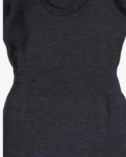 FUMIKA UCHIDA / RIB STITCH U-NECK UNDERWEAR / TOP CHARCOAL - 601 | 京都ウィメンズセレクトショップ