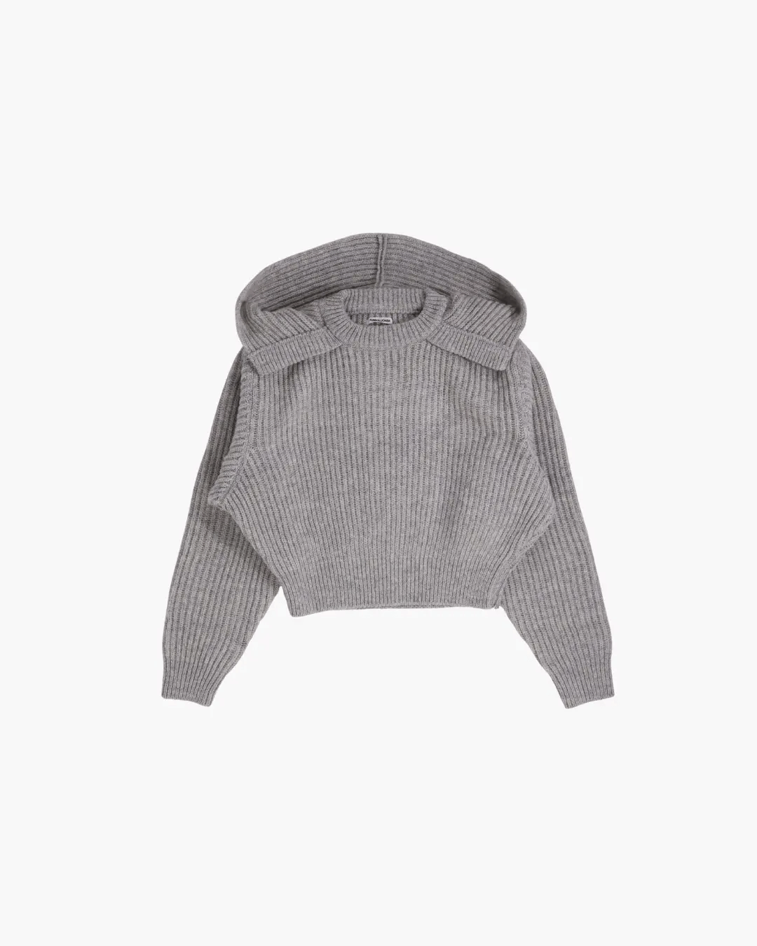 FUMIKA UCHIDA / SHETLAND RIB STITCH HOODED PULLOVER / TOP GREY - 601 | 京都ウィメンズセレクトショップ