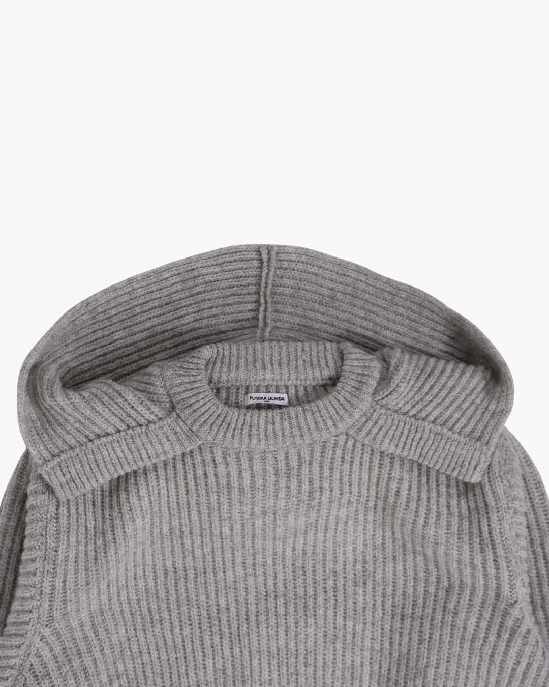 FUMIKA UCHIDA / SHETLAND RIB STITCH HOODED PULLOVER / TOP GREY - 601 | 京都ウィメンズセレクトショップ