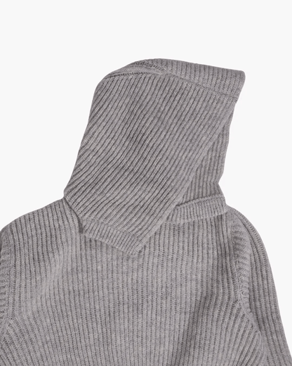FUMIKA UCHIDA / SHETLAND RIB STITCH HOODED PULLOVER / TOP GREY - 601 | 京都ウィメンズセレクトショップ