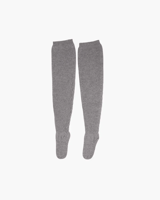 FUMIKA UCHIDA / SHETLAND RIB STITCH TIGHT-HIGH SOCKS / TOP GREY - 601 | 京都ウィメンズセレクトショップ