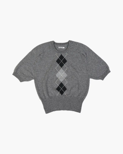 FUMIKA_UCHIDA / CASHMERE ARGYLE SWEATER_SHORT SLEEVE / GREY FUMIKA_UCHIDA 601 | オンラインストア