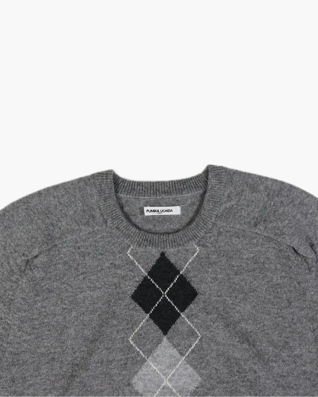 FUMIKA_UCHIDA / CASHMERE ARGYLE SWEATER_SHORT SLEEVE / GREY FUMIKA_UCHIDA 601 | オンラインストア