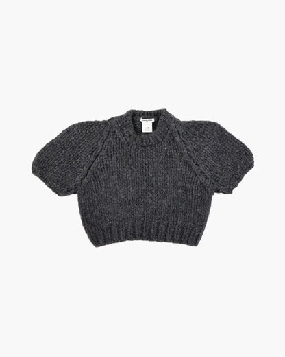 FUMIKA UCHIDA / HAND KNITTED SHORT SLEEVE SWEATER / CHARCOAL – 601 FUMIKA UCHIDA / HAND KNITTED SHORT SLEEVE SWEATER / CHARCOAL – 601