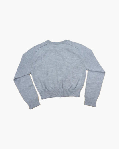 FUMIKA UCHIDA / KNITTED CREW-NECK CARDIGAN / LIGHT GREY – 601 FUMIKA UCHIDA / KNITTED CREW-NECK CARDIGAN / LIGHT GREY – 601