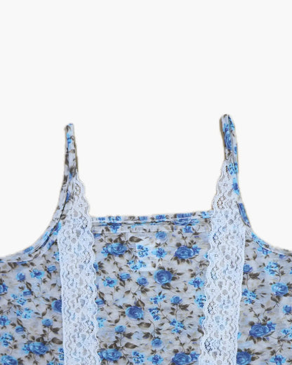 FUMIKA UCHIDA / FLOWER PRINTED CAMISOLE / CYAN – 601 | 京都 FUMIKA UCHIDA / FLOWER PRINTED CAMISOLE / CYAN – 601 | 京都