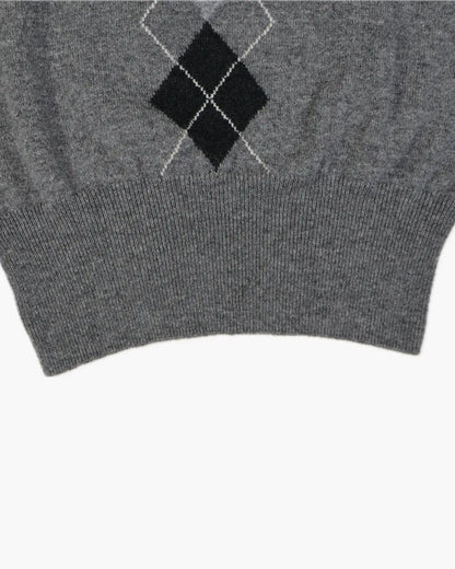 FUMIKA_UCHIDA / CASHMERE ARGYLE SWEATER_SHORT SLEEVE / GREY FUMIKA_UCHIDA 601 | オンラインストア