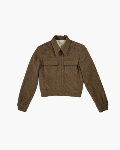 FUMIKA UCHIDA/ SPLASHED PATTERN ZIP-UP BLOUSON / BROWN – 601 FUMIKA UCHIDA/ SPLASHED PATTERN ZIP-UP BLOUSON / BROWN – 601