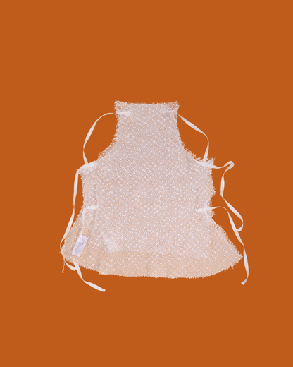 FUMIKA UCHIDA / DOTS EMB. TULLE BIB TOP / OFFWHITE