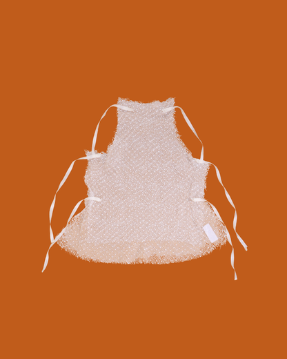 FUMIKA UCHIDA / DOTS EMB. TULLE BIB TOP / OFFWHITE