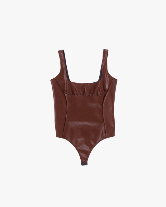 FUMIKA UCHIDA / STRETCH VEGAN LEATHER BODYSUIT / MID BROWN FUMIKA UCHIDA 601 | オンラインストア