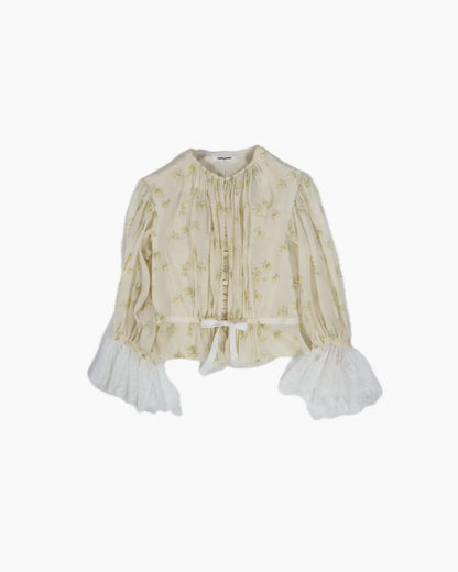 FUMIKA UCHIDA/ FLOWER PRINTED LAYERED BLOUSE / OFFWHITE FUMIKA UCHIDA/ FLOWER PRINTED LAYERED BLOUSE / OFFWHITE