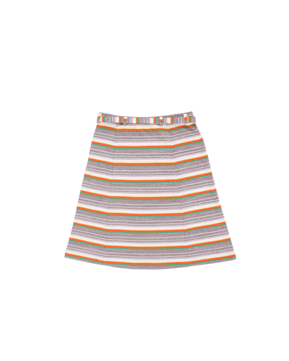 FUMIKA UCHIDA / GRANDRELLE MULTI STRIPE BELTED SKIRT / BROWN