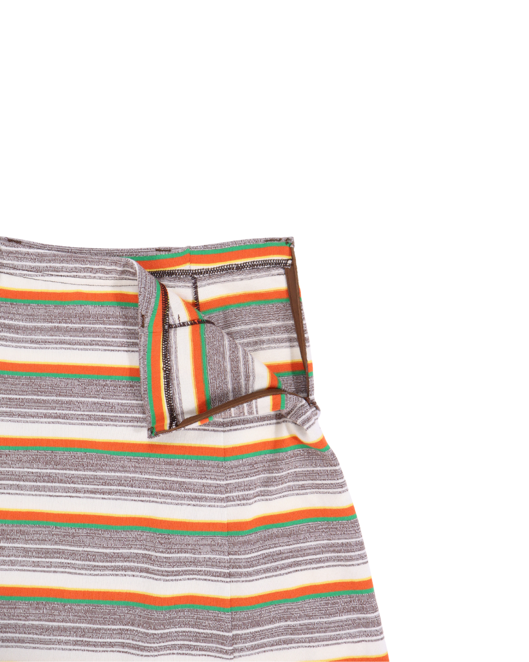 FUMIKA UCHIDA / GRANDRELLE MULTI STRIPE BELTED SKIRT / BROWN