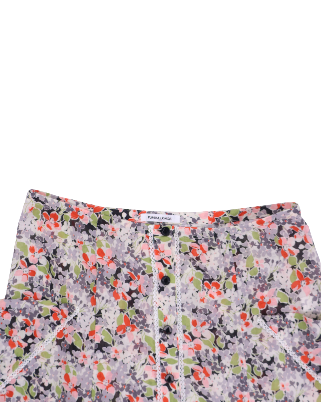FUMIKA UCHIDA / FLORAL VOILE BUTTON DOWN MIDI SKIRT / FLORAL