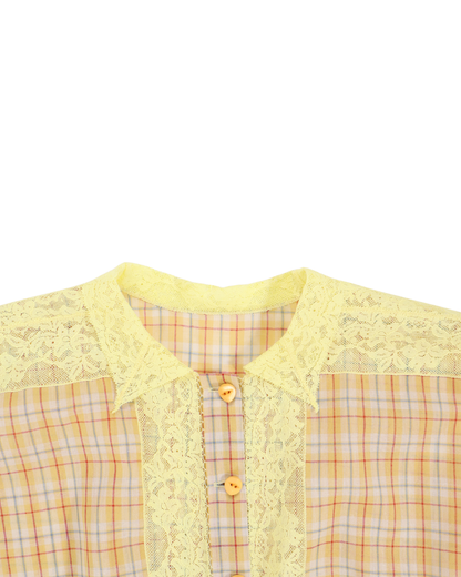 FUMIKA UCHIDA / PLAID VOILE SLEEVELESS SHIRT / YELLOW